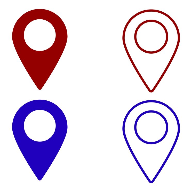 Vecteur conception de l'icône de l'emplacement rouge et bleu