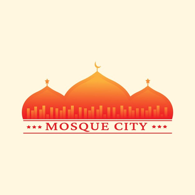 Conception d'icône et d'illustration de logo de ville de mosquée de gradient spécial de Ramadan