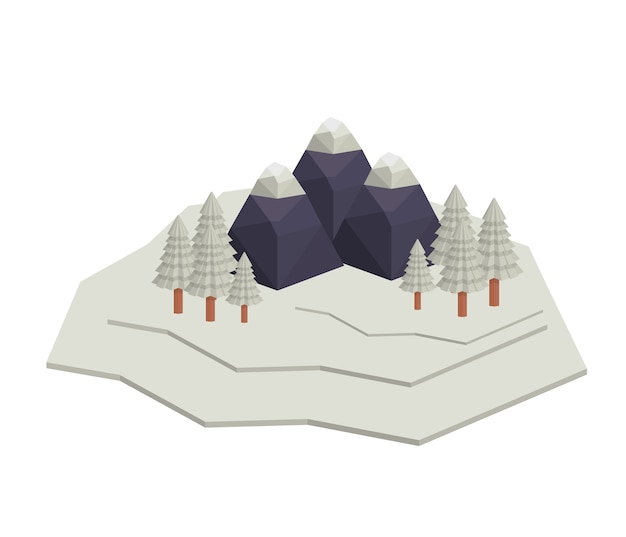 Vecteur conception d'icône isolé isométrique de montagnes