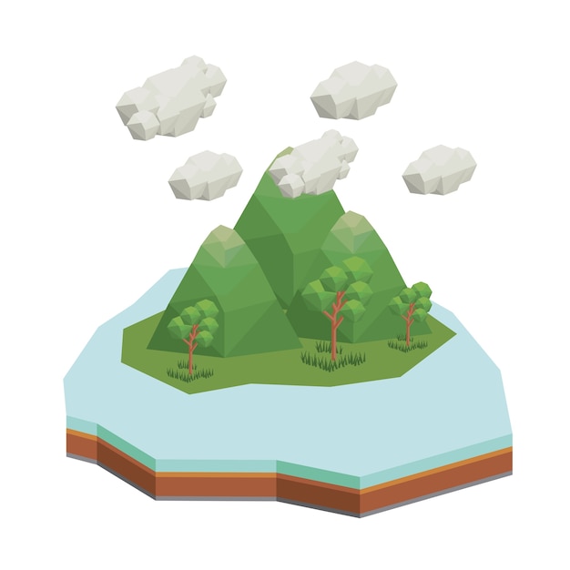 Conception D'icône Isolé Isométrique De Montagnes