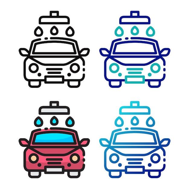 Conception d'icône de lavage de voiture en quatre couleurs de variation