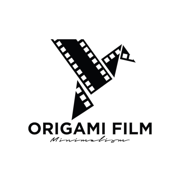 Vecteur conception d'icône de logo de bande de film d'origami d'oiseau