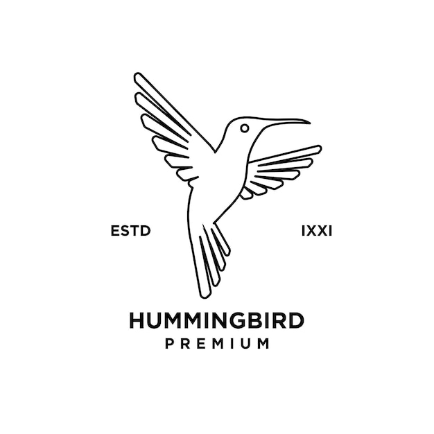 Conception d'icône de logo de contour de ligne de colibri