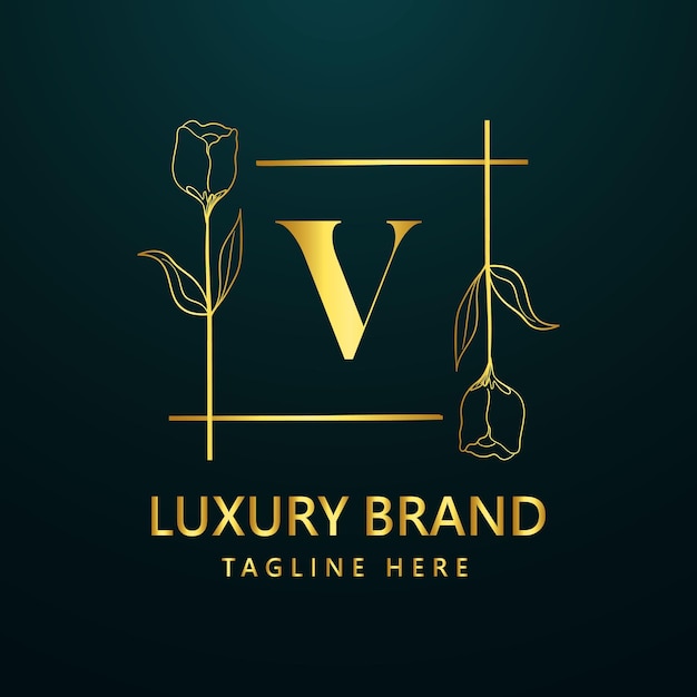 Vecteur conception d'icône de logo lettre v premium. logotype de bord de gemme de cadre de bijoux de luxe. icône beauté, mode, spa