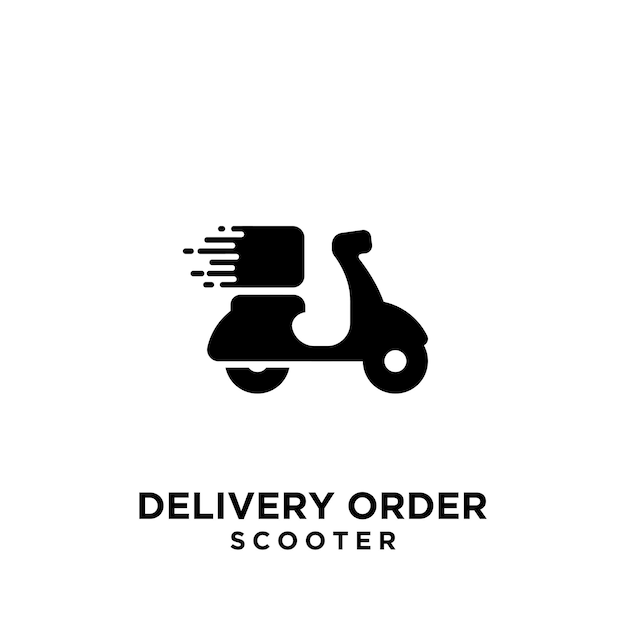 Conception D'icône De Logo Noir De Courrier De Livraison De Scooter Simple