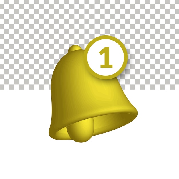 Conception d'icône de notification de cloche 3d graphique vectoriel de couleur dorée