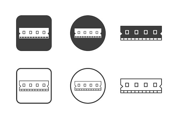 conception d'icône d'ordinateur ram 6 variantes Set d'icônes de matériel électronique isolées sur un fond blanc
