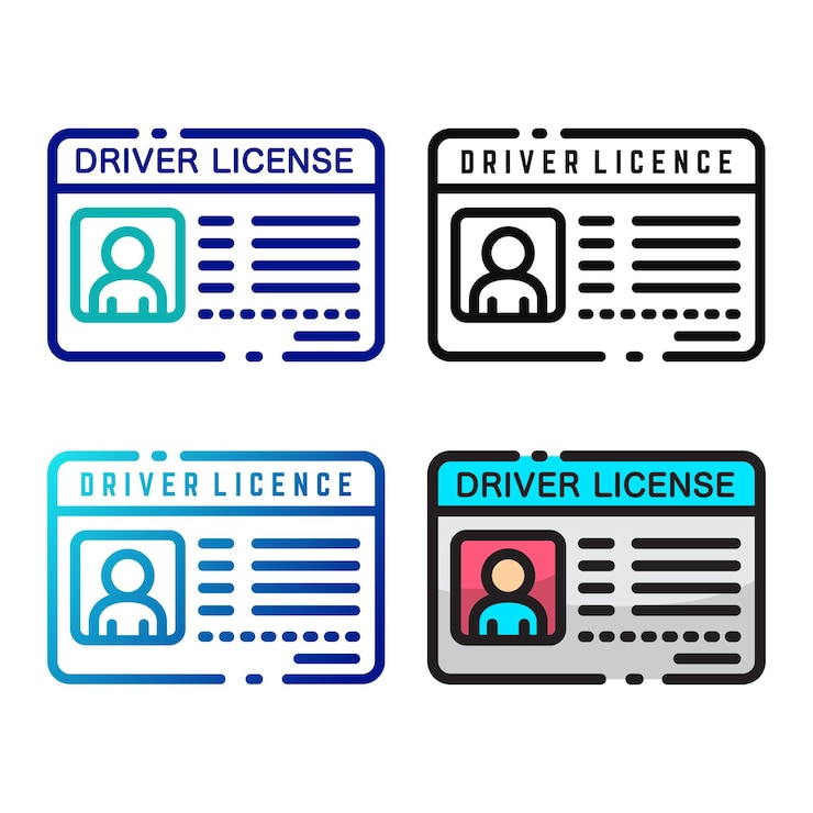 Vecteur conception d'icône de permis de conduire en quatre couleurs de variation