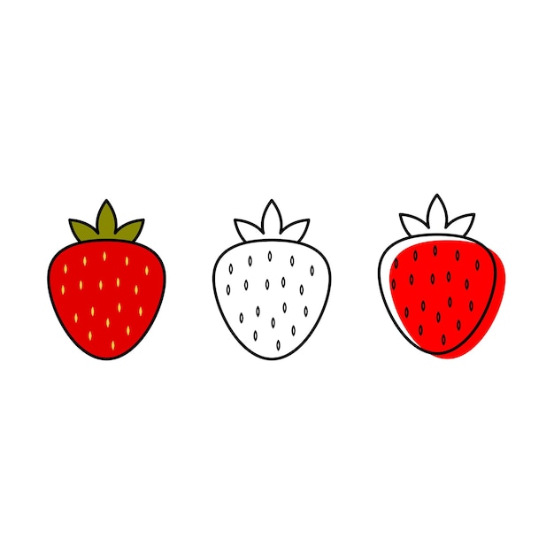 Vecteur conception d'icône de vecteur de fraise illustration linéaire aliments sains de baies