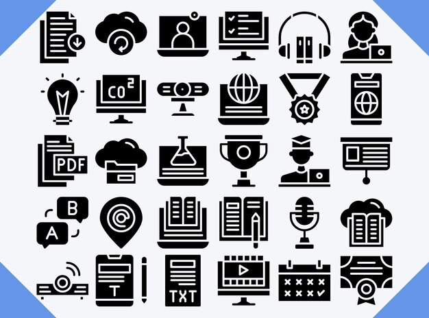 conception d'icônes d'apprentissage en ligne