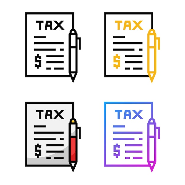 Conception d'icônes de taxes en quatre couleurs de variation