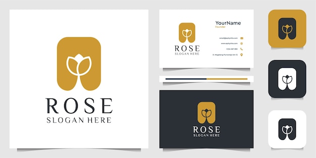 Conception D'illustraction De Logo Rose. Logo Et Carte De Visite