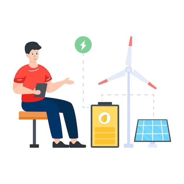 Une Conception D'illustration De Batterie écologique