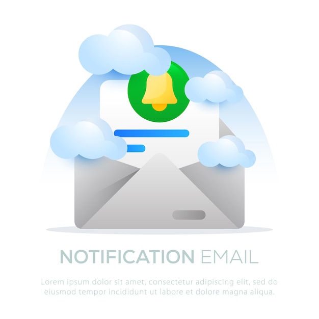 Conception d'illustration de courrier électronique de notification pour la conception de mobile ou de site Web