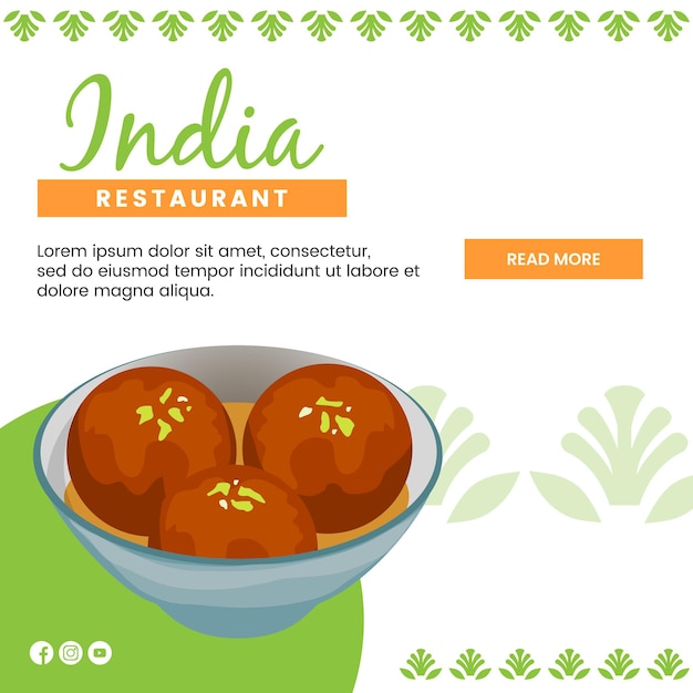 Vecteur conception d'illustration de cuisine asiatique de gulab indian food pour la présentation du modèle de médias sociaux