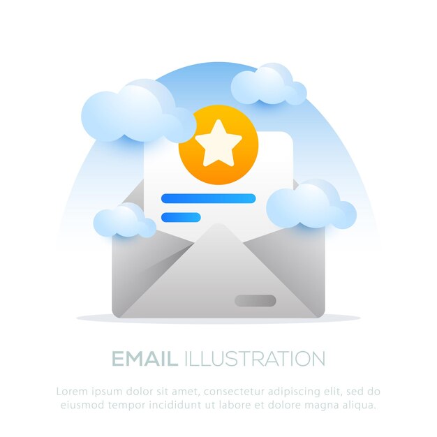 Conception d'illustration d'e-mail pour la conception de mobile ou de site Web Conception d'illustration d'e-mail