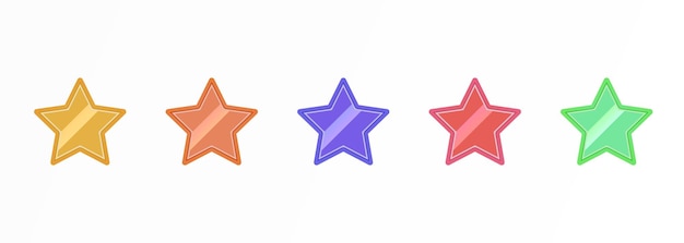Conception d'illustration d'étoile 3D colorée dans l'élément de style dessin animé pour l'autocollant de carte de voeux d'invitation de bannière