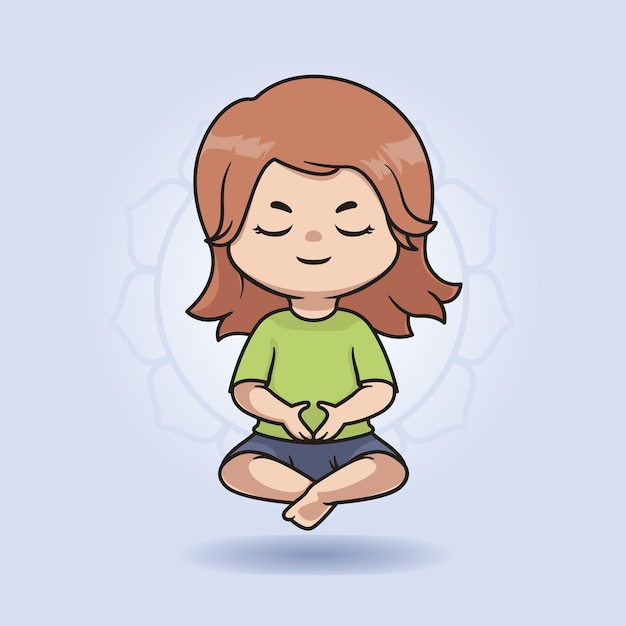 Vecteur conception d'illustration de fille de méditation mignonne