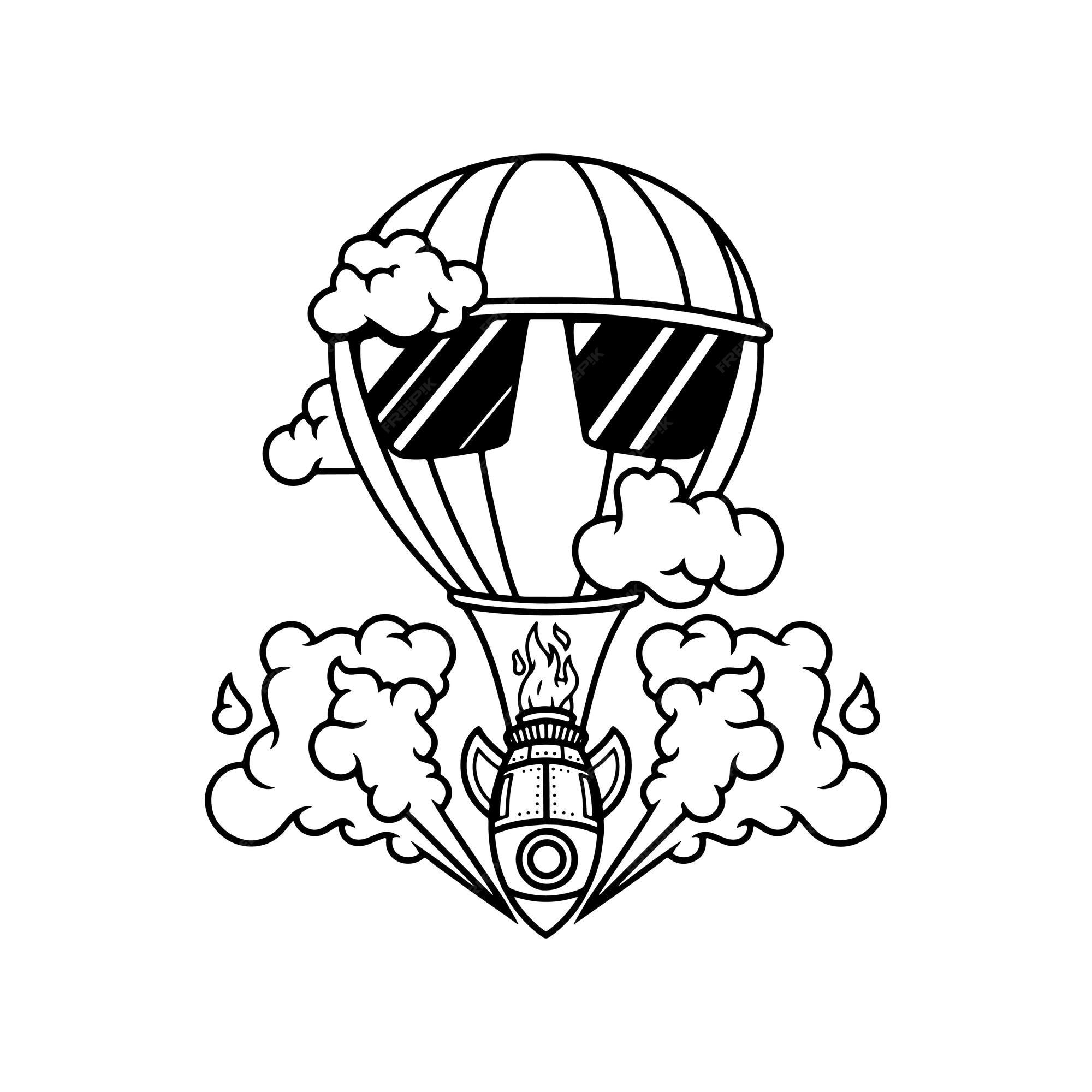 Conception D'illustration De Fusée Et De Ballon à Air