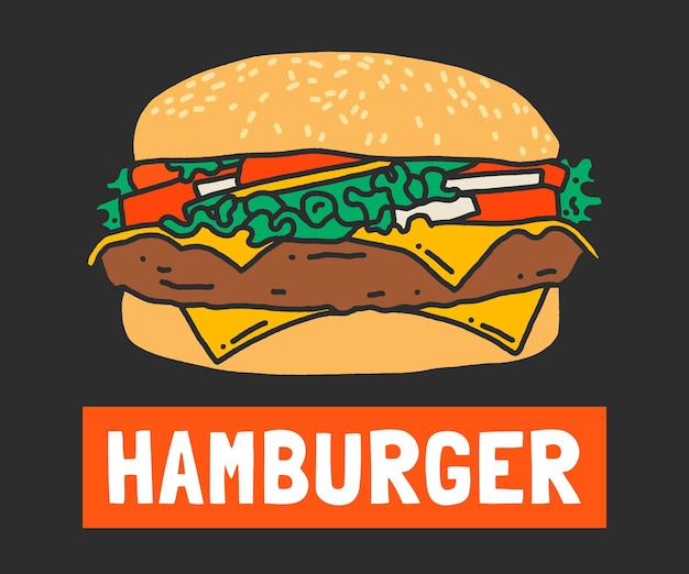 Conception d'illustration de hamburger dessiné à la main