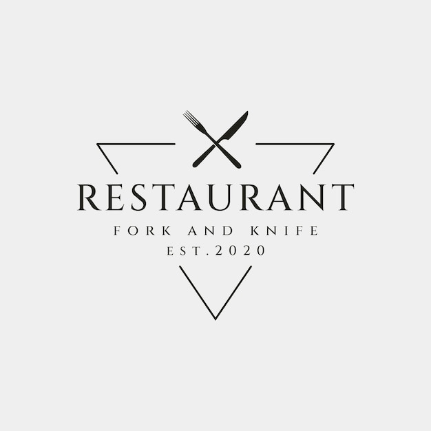 Conception D'illustration D'icône Minimaliste De Logo Vintage De Restaurant