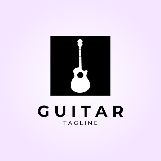 Vecteur conception d'illustration d'insigne d'icône vintage de logo d'insigne de guitare simple