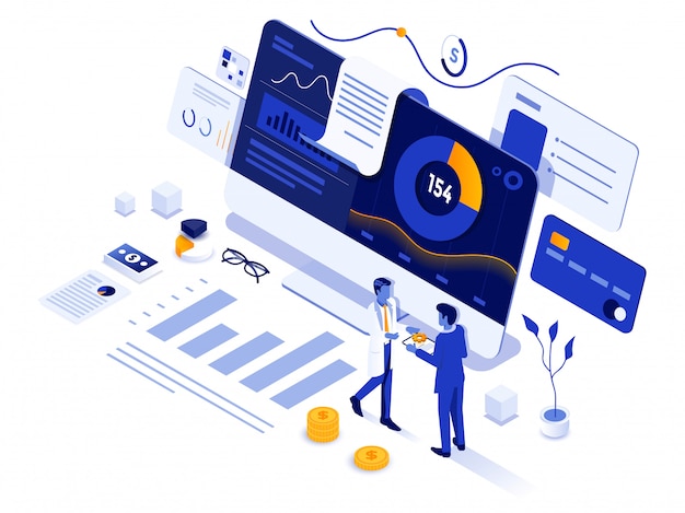 Conception d'illustration isométrique moderne - Gestion financière