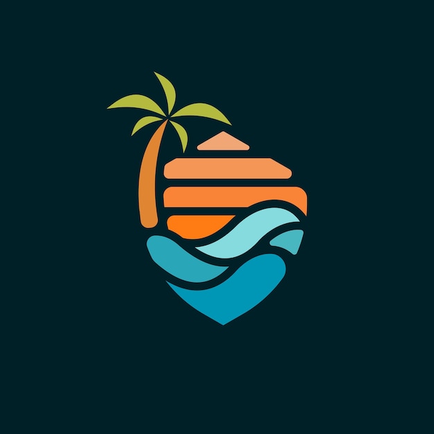 Vecteur conception d'illustration de logo de plage tropicale moderne pour votre entreprise