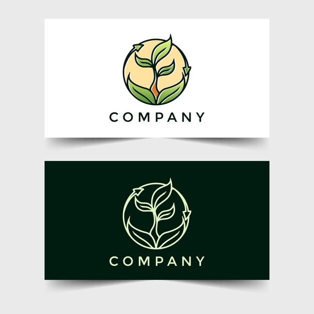 Conception D'illustration De Logo Renouvelable Nature Moderne