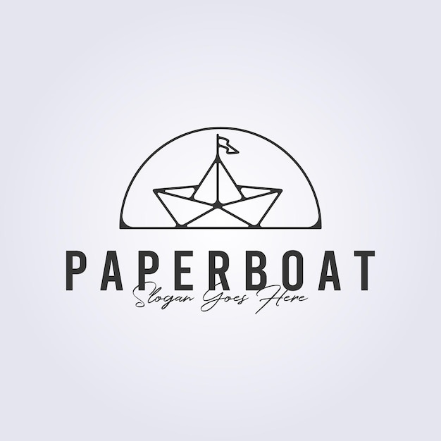 conception d'illustration de logo vectoriel d'art de ligne de bateau en papier