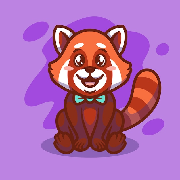 Vecteur conception d'illustration mascotte panda rouge mignon