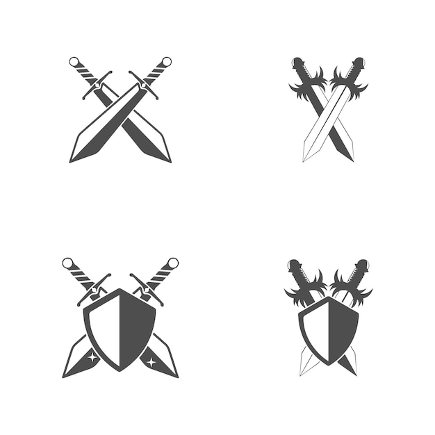 Conception D'illustration De Modèle De Logo Vectoriel D'arme D'épée