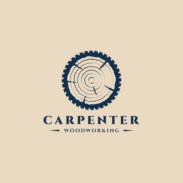 Conception d'illustration de modèle vectoriel de logo vintage de charpentier de scierie