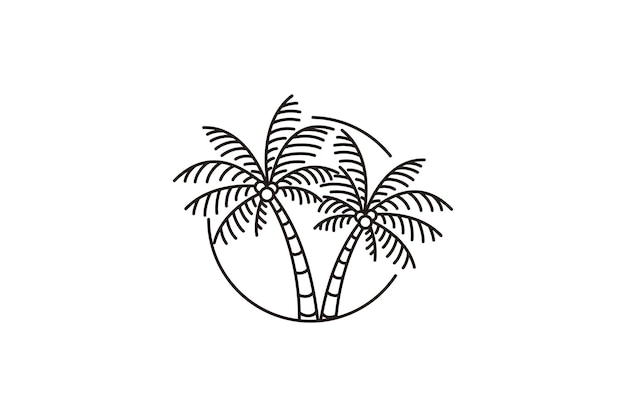 Conception D'illustration De Symbole De Vecteur Minimaliste De Logo D'art De Ligne De Palmier