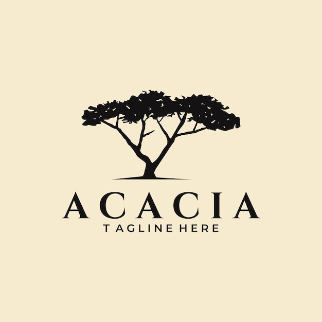 Conception d'illustration de symbole de vecteur vintage de logo d'arbre d'acacia