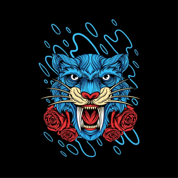 Vecteur conception d'illustration de tête de tigre