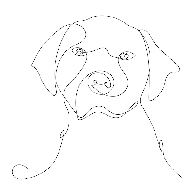 Conception D'illustration Vectorielle Continue D'un Chien Dessinant Une Ligne