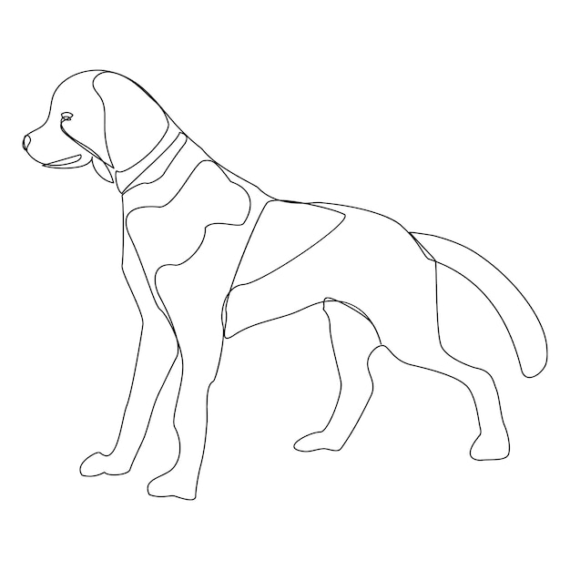 Vecteur conception d'illustration vectorielle continue d'un chien dessinant une ligne