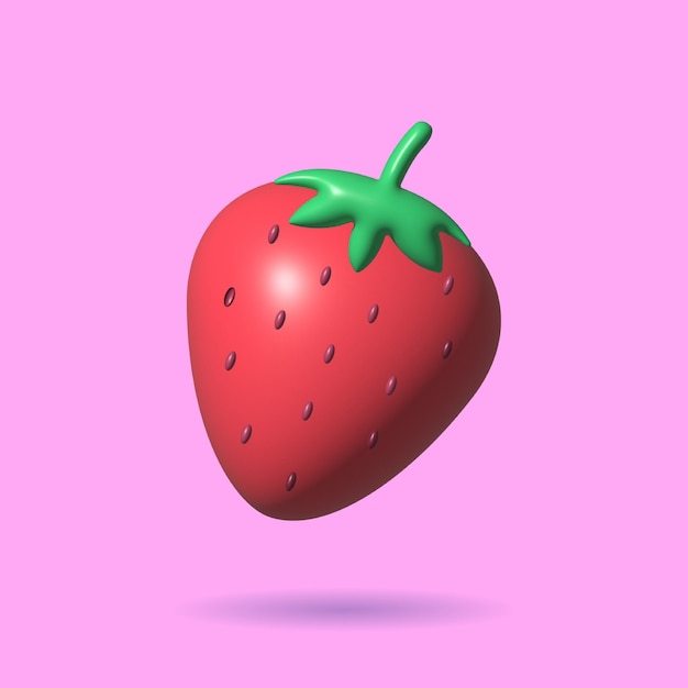 Conception D'illustration Vectorielle D'icône 3d Mignonne De Fraise