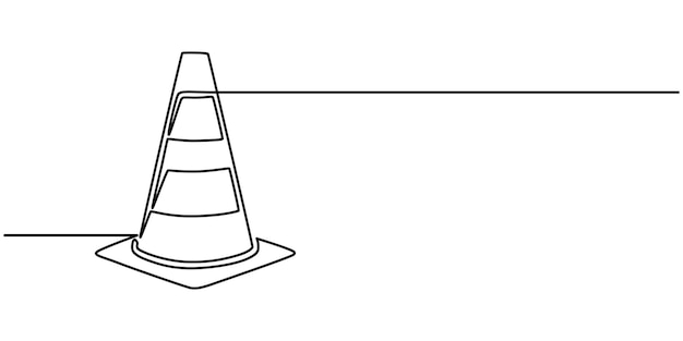 Conception de l'illustration vectorielle de ligne continue du cône de circulation Conception des illustrations vectorielles de ligne continue