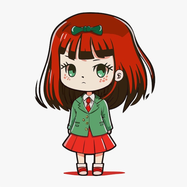 conception d'illustration vectorielle de personnage de style anime jeune fille. Manga Fille Anime