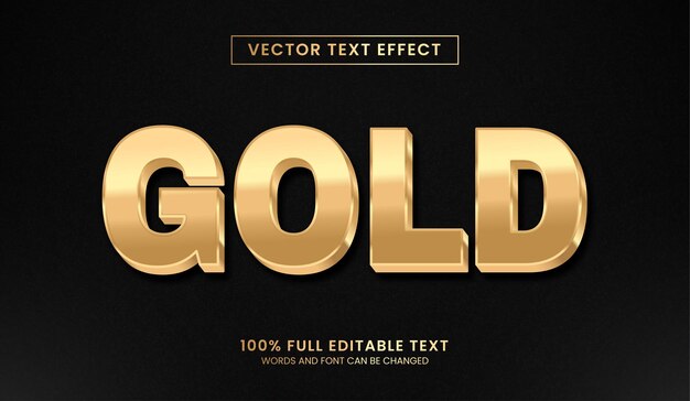 Conception d'une illustration vectorielle de style 3D en or avec effet de texte modifiable
