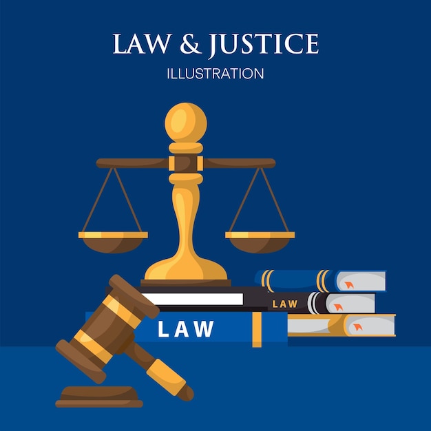 Vecteur conception d'illustrations sur le droit et la justice entreprise de cabinet d'avocats