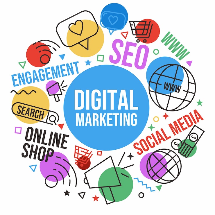 Vecteur conception d'illustrations de marketing numérique