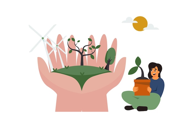 Conception d'illustrations respectueuses de l'environnement avec le concept de sauvetage de la terre