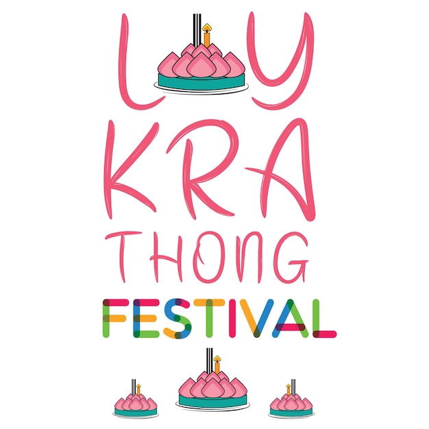 Vecteur conception incroyable de t-shirt loy kra thong festival