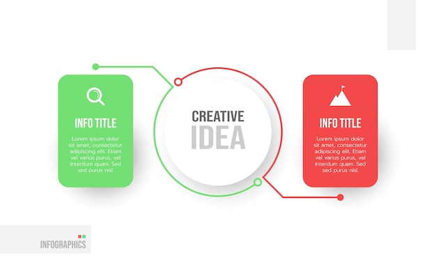 Conception D'infographies Vectorielles Avec Des Icônes De Marketing Concept D'entreprise Avec 2 Options, étapes Ou Processus