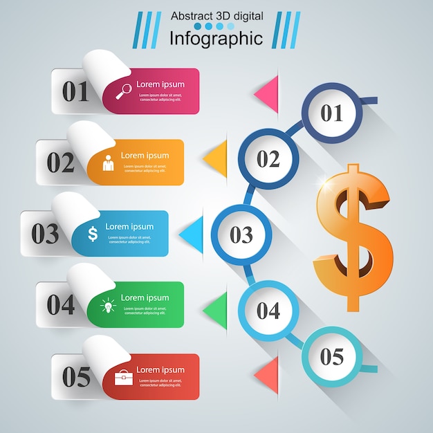 Conception Infographique 3d. Icône Du Dollar.