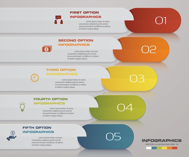 Conception Infographique Avec 5 étapes Pour Votre Présentation.