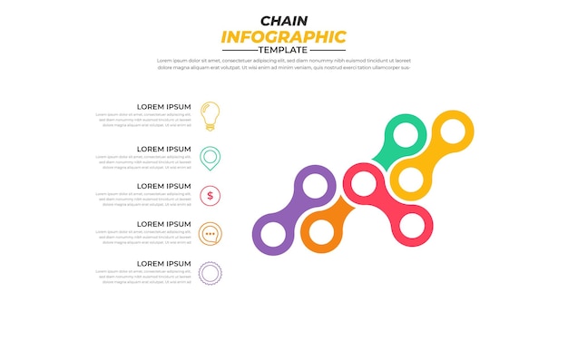 Conception Infographique De La Chaîne Avec 5 étapes Pour La Visualisation Des Données, Diagramme, Rapport Annuel, Conception Web, Pr